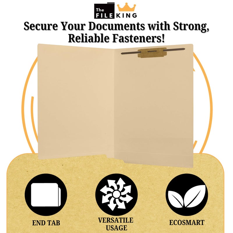 The File King Full Side Tab Manila File Folder with Fastener - Letter Size | Box of 50 | Space for Jacket Labeling | 11-Pt Fiber | Organize Papers for Shelf Filing | USA Made - Image 3